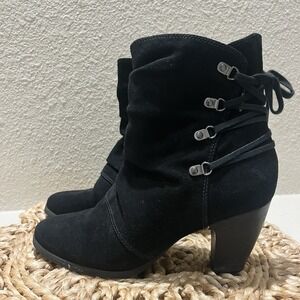 Clarks Active Air Artisan Black Suede Booties Zip Women 9M Leather Whimsygoth‎